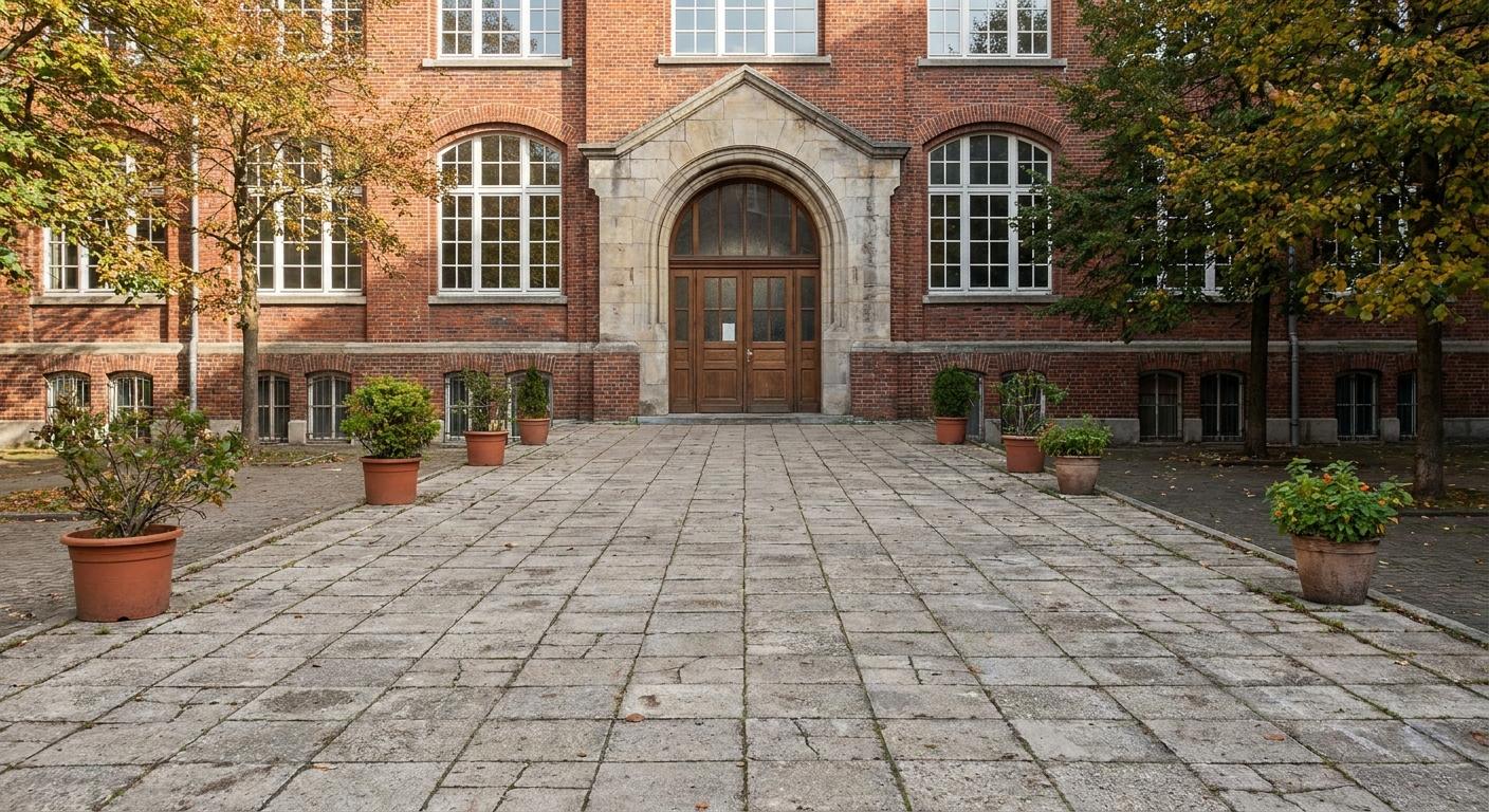 school-trip-bus-rental-baltimore-school-courtyard-entrance