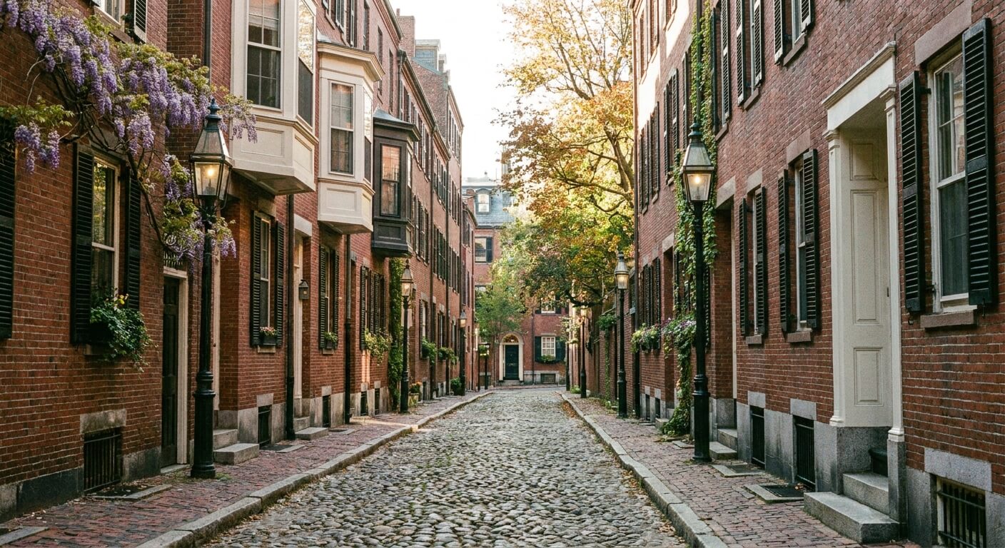charter-bus-rental-boston-historic-street