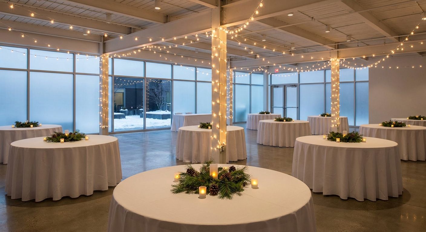 company-holiday-party-transportation-decorated-event-hall