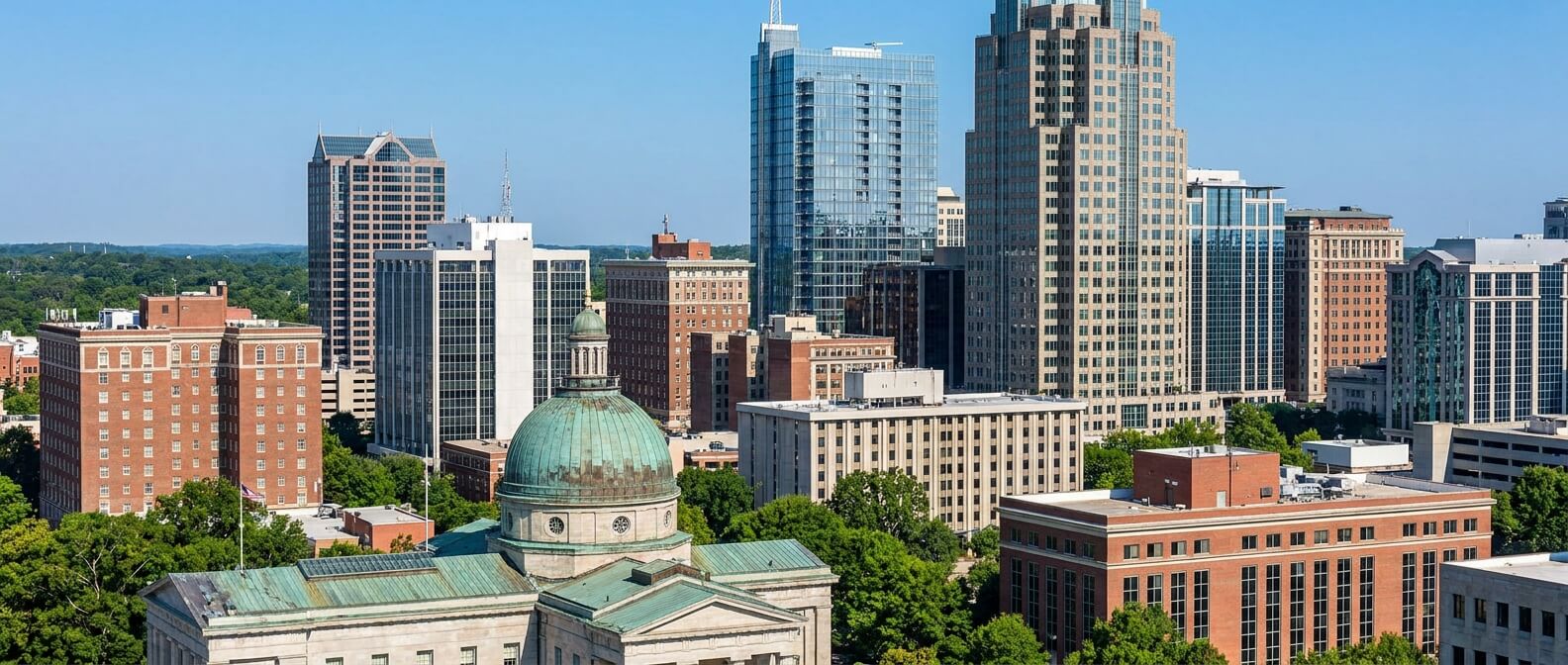 charter-bus-rental-raleigh-nc-downtown-skyline