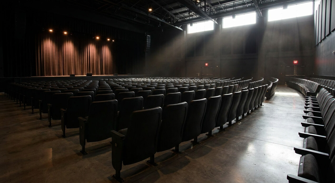 charter-bus-for-a-concert-empty-venue-seats-before-doors-open