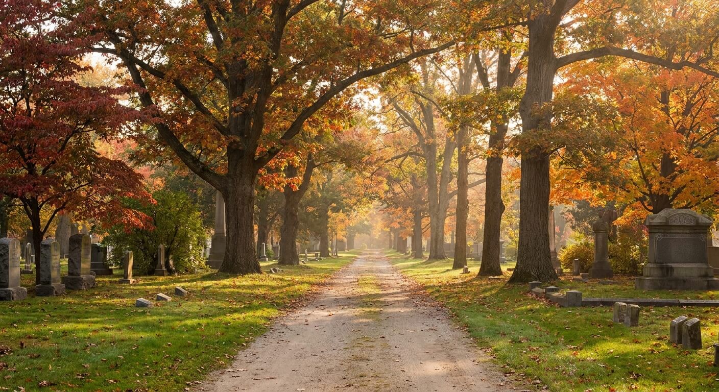 funeral-charter-bus-for-family-quiet-cemetery-lane
