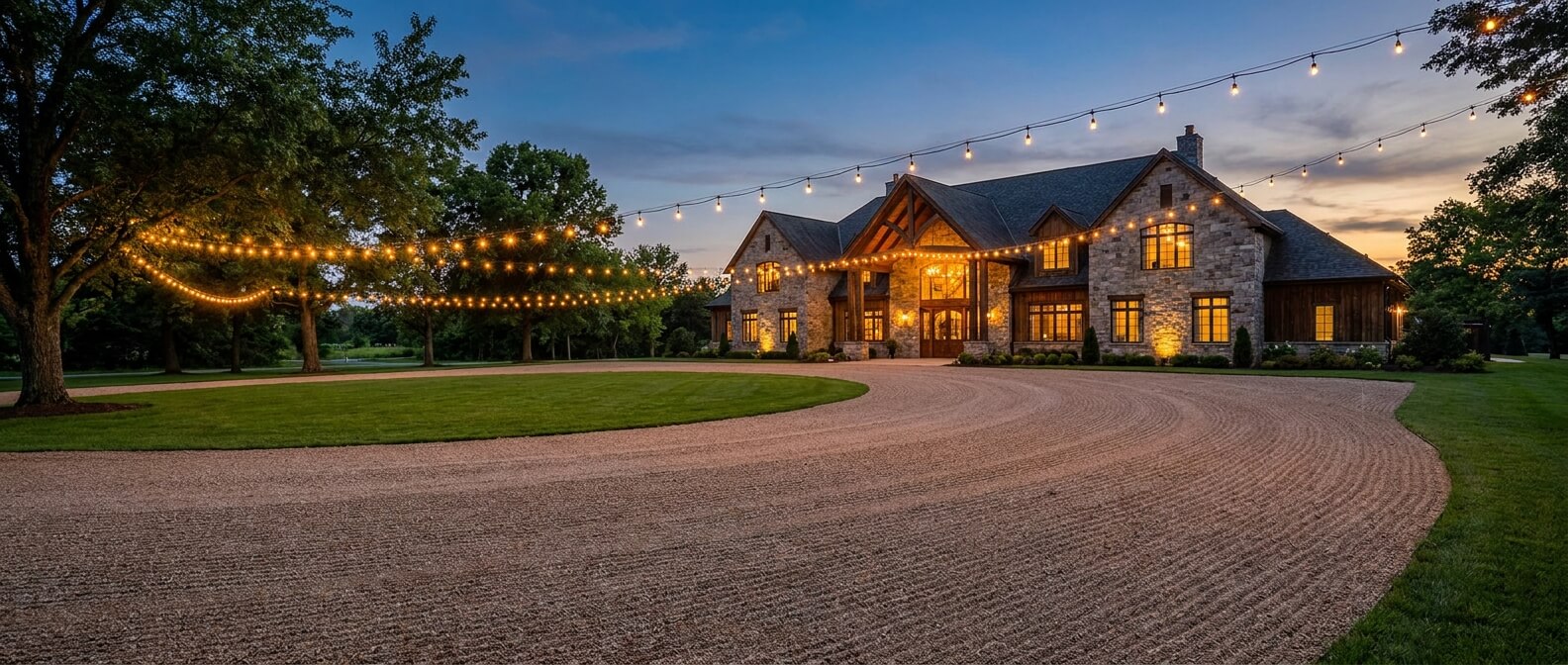 charter-bus-vs-rideshare-for-a-group-event-wedding-venue-driveway